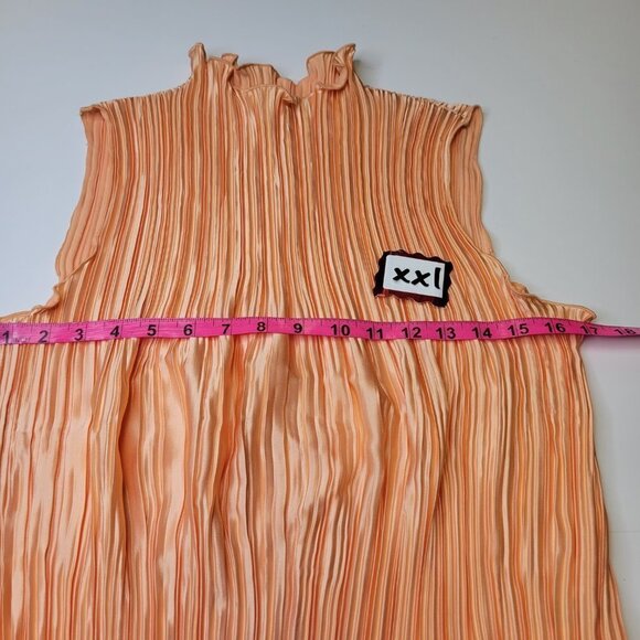 Accordion Style High Neck Lightweight Sleeveless Orange Tops Size M Size XXL - Picture 8 of 8